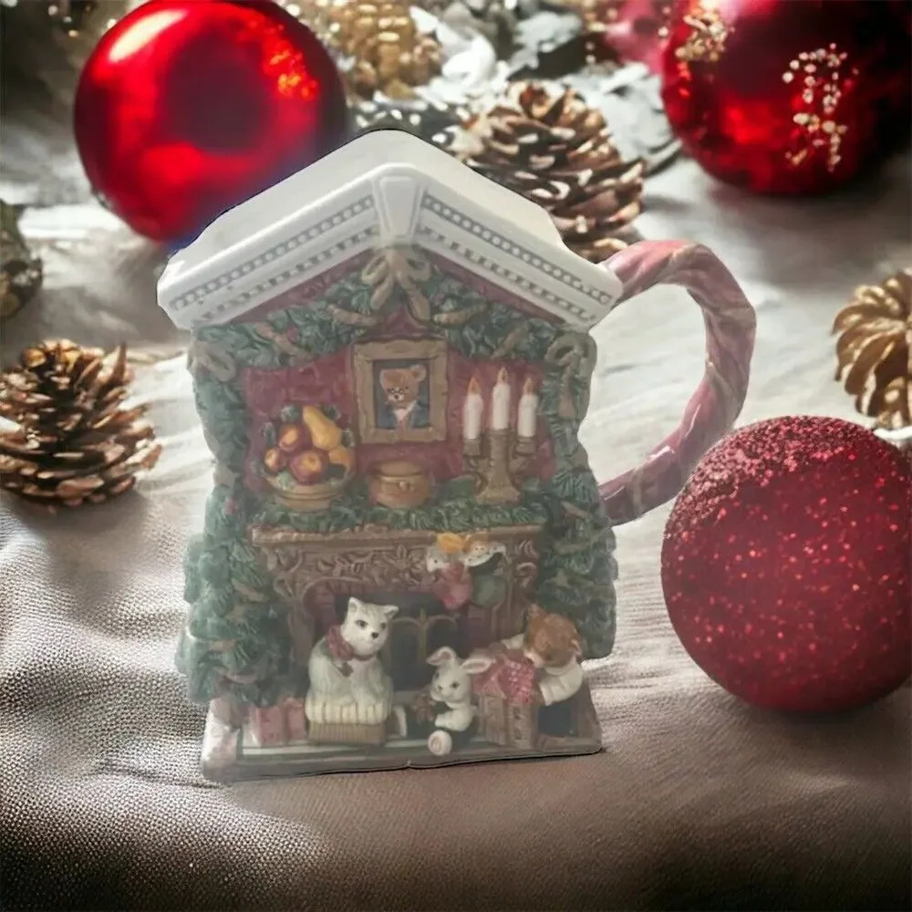 Fitz and Floyd Christmas 2 QT Ceramic Pitcher Dog,‎ Snowman, Teddy Bear 1995